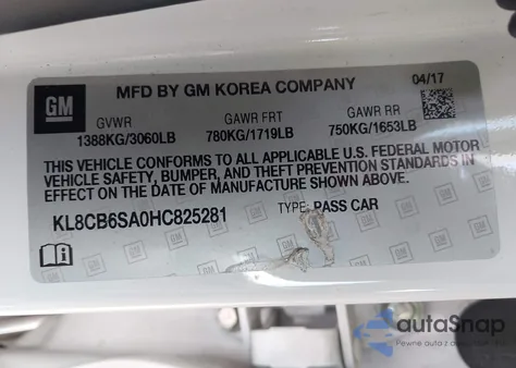 2017 Chevrolet Spark Ls Cvt from USA, damaged, VIN KL8CB6SADHC825281